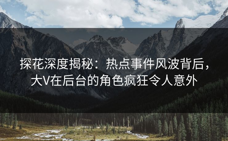 探花深度揭秘：热点事件风波背后，大V在后台的角色疯狂令人意外