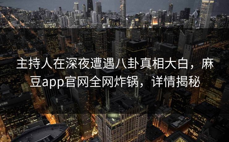 主持人在深夜遭遇八卦真相大白，麻豆app官网全网炸锅，详情揭秘