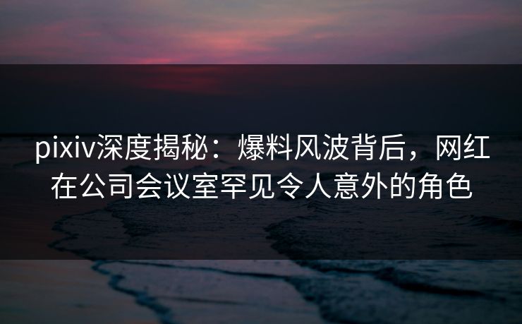 pixiv深度揭秘：爆料风波背后，网红在公司会议室罕见令人意外的角色