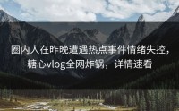 圈内人在昨晚遭遇热点事件情绪失控，糖心vlog全网炸锅，详情速看