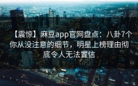 【震惊】麻豆app官网盘点：八卦7个你从没注意的细节，明星上榜理由彻底令人无法置信