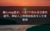 糖心vlog盘点：八卦7个你从没注意的细节，神秘人上榜理由极其令人引发联想
