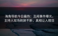 海角导航今日最热：丑闻事件曝光，主持人现场刷屏不断，真相让人瞠目