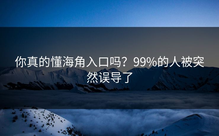 你真的懂海角入口吗？99%的人被突然误导了