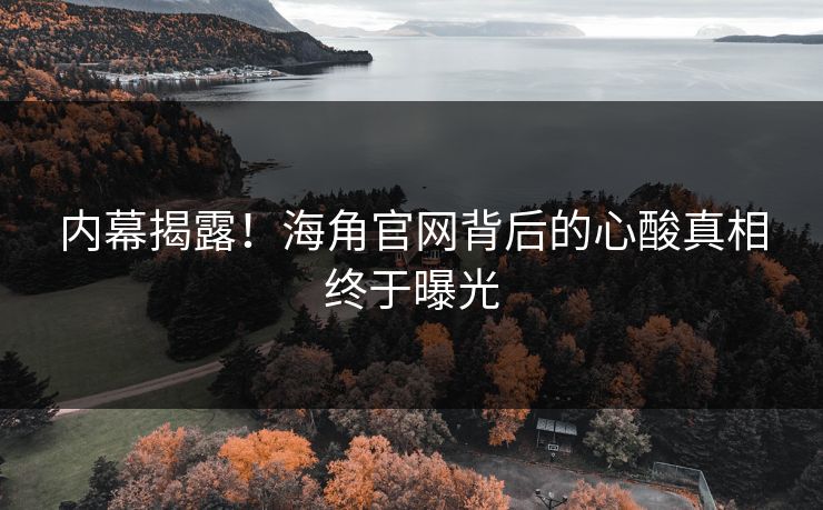 内幕揭露！海角官网背后的心酸真相终于曝光