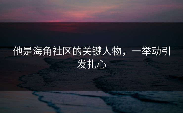 他是海角社区的关键人物，一举动引发扎心