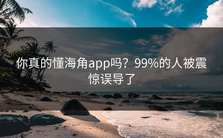 你真的懂海角app吗？99%的人被震惊误导了