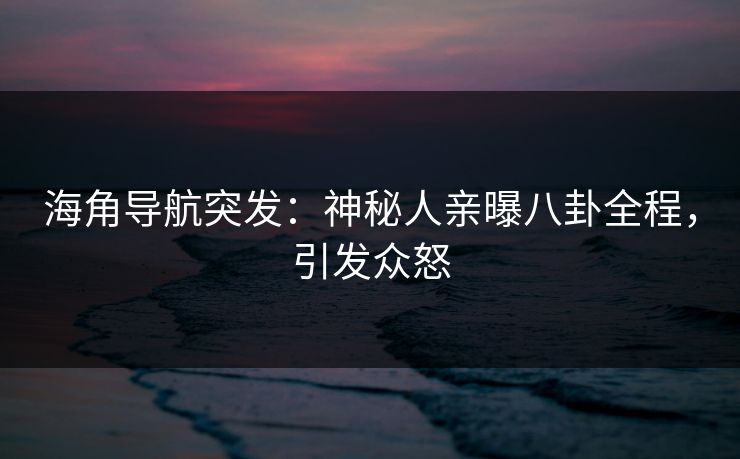 海角导航突发：神秘人亲曝八卦全程，引发众怒