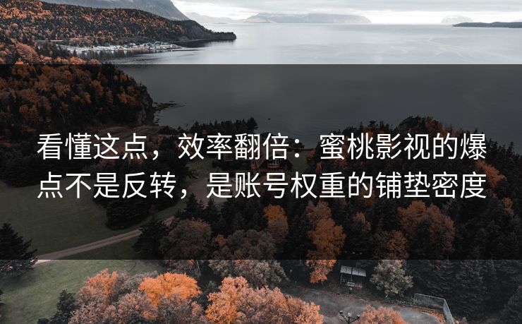 看懂这点,效率翻倍:蜜桃影视的爆点不是反转,是账号权重的铺垫密度 看懂这点,效率翻倍:蜜桃影视的爆点不是反转,是账号权重的铺垫密度